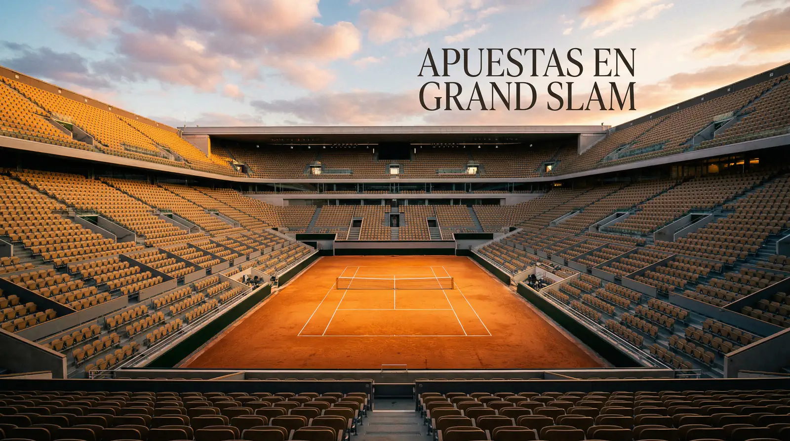 Apuestas en Grand Slam de tenis: trofeo y pista central de un torneo major