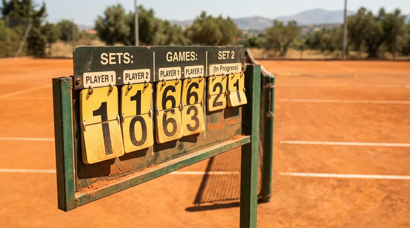 Marcador de tenis mostrando diferencia de juegos en un partido